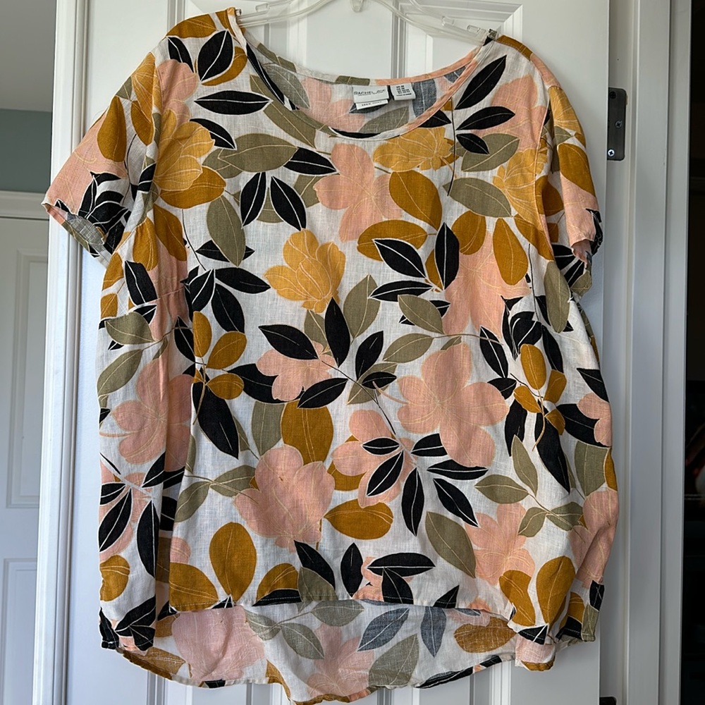 Rachel Zoe Boho Tropical Linen Shirt Size 2X